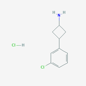 molecular formula C10H13Cl2N B1423562 3-(3-Chlorophenyl)cyclobutan-1-amine hydrochloride CAS No. 1807939-90-7