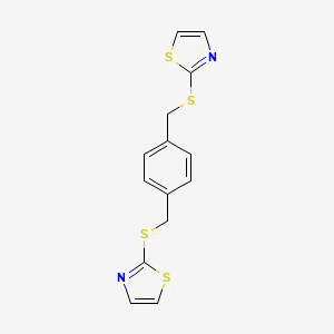 molecular formula C14H12N2S4 B14235717 Thiazole, 2,2'-[1,4-phenylenebis(methylenethio)]bis- CAS No. 501676-71-7