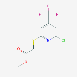 molecular formula C9H7ClF3NO2S B1423576 Methyl (6-chloro-4-(trifluoromethyl)pyridin-2-ylsulfanyl)acetate CAS No. 1053656-35-1