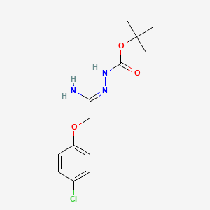 molecular formula C13H18ClN3O3 B1423577 N'-[1-Amino-2-(4-chlorophenoxy)ethylidene]hydrazinecarboxylic acid tert-butyl ester CAS No. 1053655-81-4