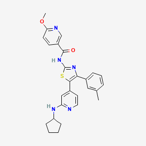molecular formula C27H27N5O2S B14235786 N-[5-(2-Cyclopentylamino-4-pyridyl)-4-(3-methylphenyl)-1,3-thiazol-2-YL]-6-methoxynicotinamide CAS No. 365429-85-2