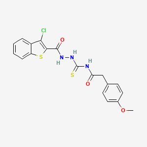 molecular formula C19H16ClN3O3S2 B14235833 N-({2-[(3-chloro-1-benzothiophen-2-yl)carbonyl]hydrazinyl}carbonothioyl)-2-(4-methoxyphenyl)acetamide 