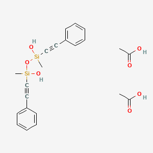 molecular formula C22H26O7Si2 B14235857 Acetic acid;hydroxy-[hydroxy-methyl-(2-phenylethynyl)silyl]oxy-methyl-(2-phenylethynyl)silane CAS No. 395069-07-5