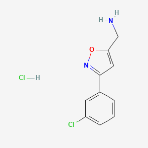 molecular formula C10H10Cl2N2O B1423590 (3-(3-Chlorophenyl)isoxazol-5-yl)methanamine hydrochloride CAS No. 1159826-68-2