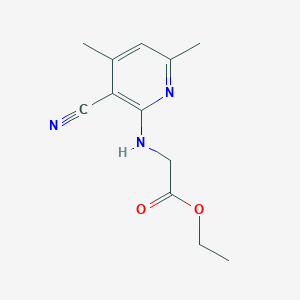 molecular formula C12H15N3O2 B1423596 Ethyl (3-cyano-4,6-dimethylpyridin-2-ylamino)acetate CAS No. 1053659-98-5