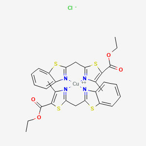 molecular formula C30H28ClCuN4O4S4+ B14236051 Copper;ethyl 2-(1,3-benzothiazol-2-ylmethyl)-4-methyl-1,3-thiazole-5-carboxylate;chloride 