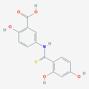 molecular formula C14H11NO5S B14236211 Benzoic acid, 5-[[(2,4-dihydroxyphenyl)thioxomethyl]amino]-2-hydroxy- CAS No. 208991-58-6