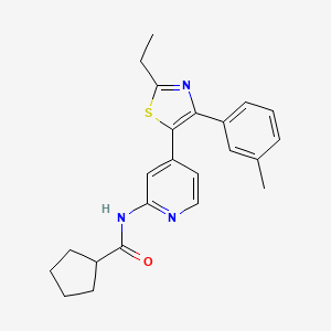 molecular formula C23H25N3OS B14236363 N-[4-[2-Ethyl-4-(3-methylphenyl)-1,3-thiazol-5-YL]-2-pyridyl]cyclopentanecarboxamide CAS No. 365429-08-9