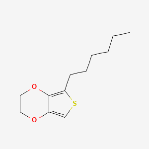 molecular formula C12H18O2S B14236508 Thieno[3,4-b]-1,4-dioxin, 5-hexyl-2,3-dihydro- CAS No. 569665-30-1