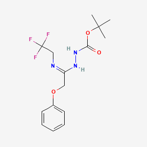 molecular formula C15H20F3N3O3 B1423664 [(1Z)-1-({[(tert-butoxy)carbonyl]amino}imino)-2-phenoxyethyl](2,2,2-trifluoroethyl)amine CAS No. 1053657-91-2
