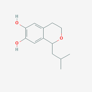molecular formula C13H18O3 B14236660 1-(2-Methylpropyl)-3,4-dihydro-1H-2-benzopyran-6,7-diol CAS No. 459426-83-6