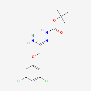 molecular formula C13H17Cl2N3O3 B1423671 N'-[1-氨基-2-(3,5-二氯苯氧基)乙叉基]肼甲酸叔丁酯 CAS No. 1053656-08-8