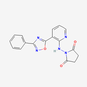 molecular formula C17H13N5O3 B1423685 1-{[3-(3-Phenyl-1,2,4-oxadiazol-5-yl)pyridin-2-yl]amino}pyrrolidine-2,5-dione CAS No. 1232799-90-4