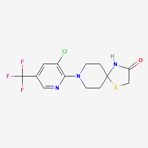 molecular formula C13H13ClF3N3OS B1423698 8-[3-Chloro-5-(trifluoromethyl)pyridin-2-yl]-1-thia-4,8-diazaspiro[4.5]decan-3-one CAS No. 1246738-29-3