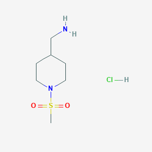 molecular formula C7H17ClN2O2S B1423709 [1-(Methylsulfonyl)piperidin-4-yl]methanamine hydrochloride CAS No. 851308-25-3