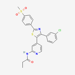 molecular formula C24H20ClN3O3S2 B14237180 N-[4-[4-(3-Chlorophenyl)-2-(4-methylsulfonylphenyl)-1,3-thiazol-5-YL]-2-pyridyl]propionamide CAS No. 365430-07-5