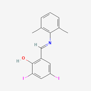 molecular formula C15H13I2NO B14237339 Phenol, 2-[[(2,6-dimethylphenyl)imino]methyl]-4,6-diiodo- CAS No. 597564-08-4