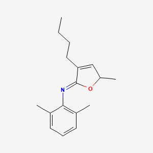molecular formula C17H23NO B14237368 Benzenamine, N-(3-butyl-5-methyl-2(5H)-furanylidene)-2,6-dimethyl- CAS No. 574734-25-1