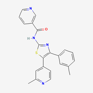 molecular formula C22H18N4OS B14237373 N-[4-(3-Methylphenyl)-5-(2-methyl-4-pyridyl)-1,3-thiazol-2-YL]nicotinamide CAS No. 365429-58-9