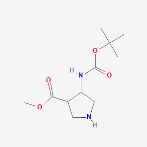 molecular formula C11H20N2O4 B1423740 trans-Methyl 4-N-Boc-amino-pyrrolidine-3-carboxylate CAS No. 955138-41-7