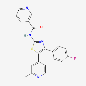 molecular formula C21H15FN4OS B14237460 N-[4-(4-Fluorophenyl)-5-(2-methyl-4-pyridyl)-1,3-thiazol-2-YL]nicotinamide CAS No. 365429-66-9