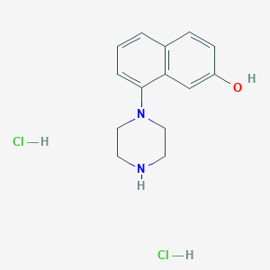 molecular formula C14H18Cl2N2O B1423760 8-Piperazin-1-YL-naphthalen-2-OL dihydrochloride CAS No. 1303968-32-2