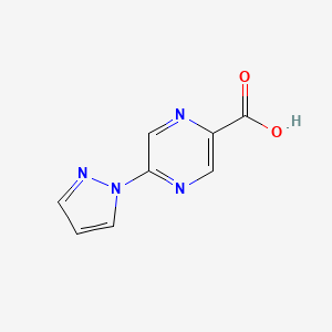 molecular formula C8H6N4O2 B1423762 5-(1H-吡唑-1-基)吡嗪-2-甲酸 CAS No. 1263378-08-0