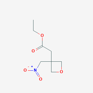 molecular formula C8H13NO5 B1423782 Ethyl 2-(3-(nitromethyl)oxetan-3-yl)acetate CAS No. 1045709-38-3