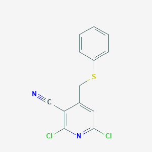 molecular formula C13H8Cl2N2S B14237965 2,6-Dichloro-4-[(phenylsulfanyl)methyl]pyridine-3-carbonitrile CAS No. 441052-90-0