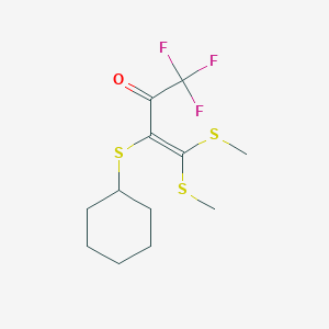 molecular formula C12H17F3OS3 B14238009 3-(Cyclohexylsulfanyl)-1,1,1-trifluoro-4,4-bis(methylsulfanyl)but-3-en-2-one CAS No. 345581-25-1
