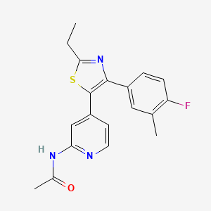 molecular formula C19H18FN3OS B14238253 N-[4-[2-Ethyl-4-(4-fluoro-3-methylphenyl)-1,3-thiazol-5-YL]-2-pyridyl]acetamide CAS No. 365430-43-9