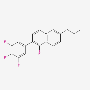 molecular formula C19H14F4 B14238543 Naphthalene, 1-fluoro-6-propyl-2-(3,4,5-trifluorophenyl)- CAS No. 247924-99-8