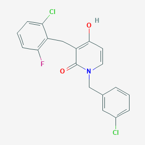 molecular formula C19H14Cl2FNO2 B1423864 1-(3-氯苄基)-3-(2-氯-6-氟苄基)-4-羟基-2(1H)-吡啶酮 CAS No. 477869-76-4