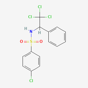 molecular formula C14H11Cl4NO2S B14238655 4-Chloro-N-(2,2,2-trichloro-1-phenylethyl)benzene-1-sulfonamide CAS No. 255048-80-7