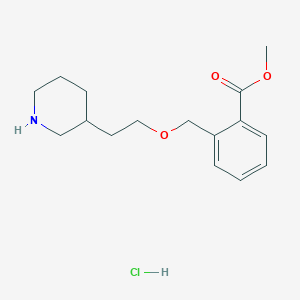 molecular formula C16H24ClNO3 B1423933 Methyl 2-{[2-(3-piperidinyl)ethoxy]-methyl}benzoate hydrochloride CAS No. 1220030-33-0
