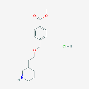 molecular formula C16H24ClNO3 B1423934 Methyl 4-{[2-(3-piperidinyl)ethoxy]-methyl}benzoate hydrochloride CAS No. 1220032-41-6