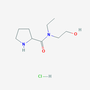 molecular formula C9H19ClN2O2 B1423963 N-Ethyl-N-(2-hydroxyethyl)-2-pyrrolidinecarboxamide hydrochloride CAS No. 1236262-90-0