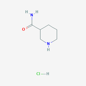 molecular formula C6H13N2O+ B1423974 Piperidine-3-carboxamide hydrochloride CAS No. 828300-58-9