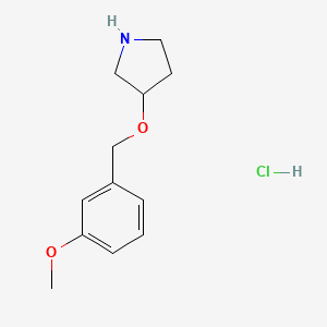 molecular formula C12H18ClNO2 B1423982 3-[(3-Methoxybenzyl)oxy]pyrrolidine hydrochloride CAS No. 1220034-35-4