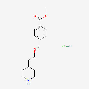 molecular formula C16H24ClNO3 B1423983 Methyl 4-{[2-(4-piperidinyl)ethoxy]-methyl}benzoate hydrochloride CAS No. 1219983-00-2