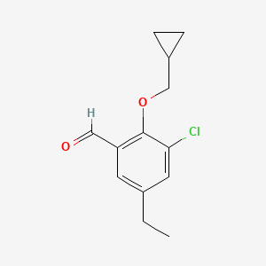 molecular formula C13H15ClO2 B1424013 3-Chloro-2-(cyclopropylmethoxy)-5-ethylbenzaldehyde CAS No. 883519-56-0