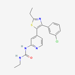 molecular formula C19H19ClN4OS B14240172 N-[4-[4-(3-Chlorophenyl)-2-ethyl-1,3-thiazol-5-YL]-2-pyridyl]-N'-ethylurea CAS No. 365431-06-7