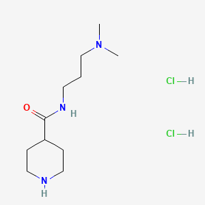 molecular formula C11H25Cl2N3O B1424032 N-[3-(Dimethylamino)propyl]-4-piperidinecarboxamide dihydrochloride CAS No. 1220017-71-9