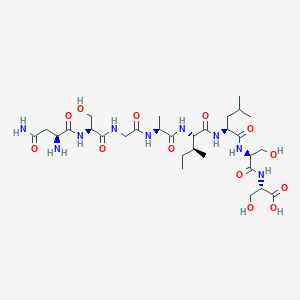 molecular formula C30H53N9O13 B14240437 L-Asparaginyl-L-serylglycyl-L-alanyl-L-isoleucyl-L-leucyl-L-seryl-L-serine CAS No. 574750-56-4