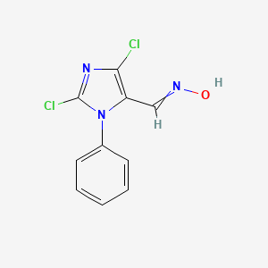 molecular formula C10H7Cl2N3O B1424131 N-[(2,5-Dichloro-3-phenylimidazol-4-yl)methylidene]hydroxylamine CAS No. 1181471-86-2