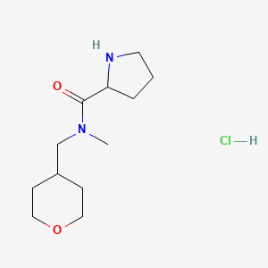 molecular formula C12H23ClN2O2 B1424147 N-Methyl-N-(tetrahydro-2H-pyran-4-ylmethyl)-2-pyrrolidinecarboxamide hydrochloride CAS No. 1236261-93-0