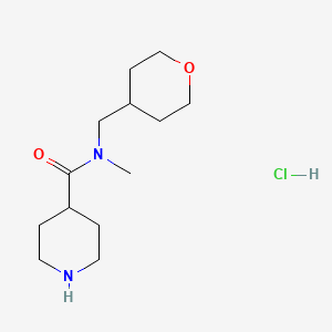 molecular formula C13H25ClN2O2 B1424161 N-Methyl-N-(tetrahydro-2H-pyran-4-ylmethyl)-4-piperidinecarboxamide hydrochloride CAS No. 1220039-17-7