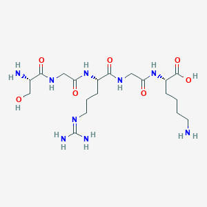molecular formula C19H37N9O7 B14241795 L-Serylglycyl-N~5~-(diaminomethylidene)-L-ornithylglycyl-L-lysine CAS No. 484685-34-9