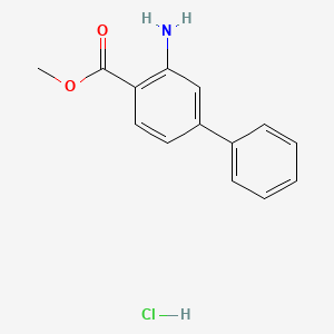 molecular formula C14H14ClNO2 B1424192 Methyl 3-aminobiphenyl-4-carboxylate hydrochloride CAS No. 1187582-66-6
