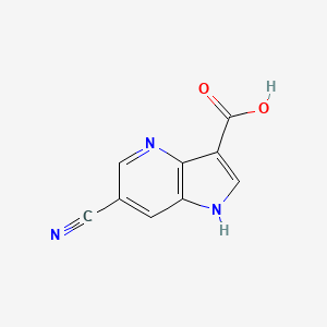 molecular formula C9H5N3O2 B1424196 6-Cyano-1H-pyrrolo[3,2-b]pyridine-3-carboxylic acid CAS No. 1190315-88-8